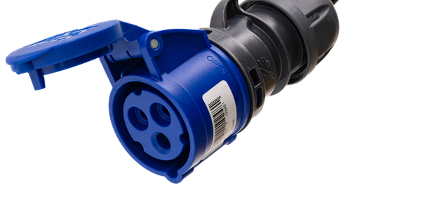 Adapterkabel type 2 (laadstationzijde) naar 16A 3-polige blauwe CEE contactdoos