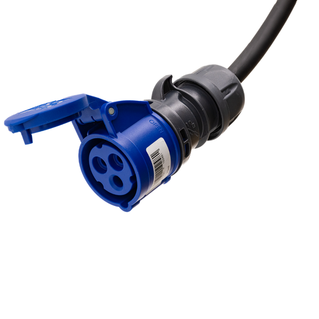 Adapterkabel type 2 (laadstationzijde) naar 16A 3-polige blauwe CEE contactdoos
