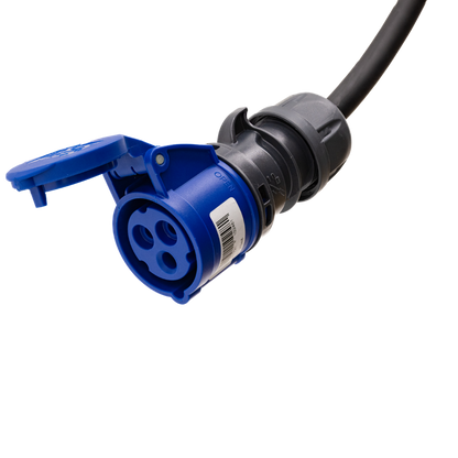 Adapterkabel type 2 (laadstationzijde) naar 3-polige 32A blauwe CEE contactdoos