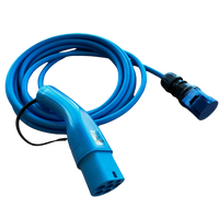 Adapterkabel type 2 (laadstationzijde) naar 3-polige blauwe commandocontactdoos