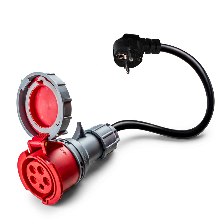 32A 5-polige CEE naar Schuko adapter